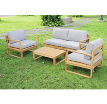 Gartenmöbelset mit Sofa, Sesseln und Tisch aus Holz
