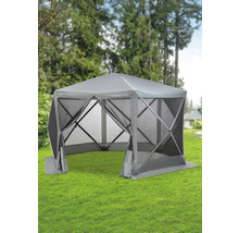 Pavillon GARDEN PLACE Hexagon mit Seitenwänden 180 x 230 cm silber