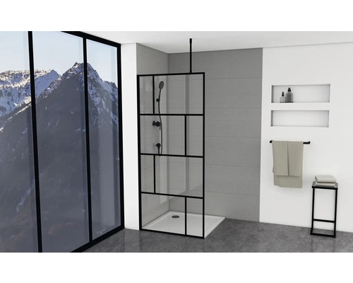 Walk In Aurlane 90 cm Profil schwarz Klarglas Reversibel Walk In Aurlane 90 cm Profil schwarz Klarglas Reversibel