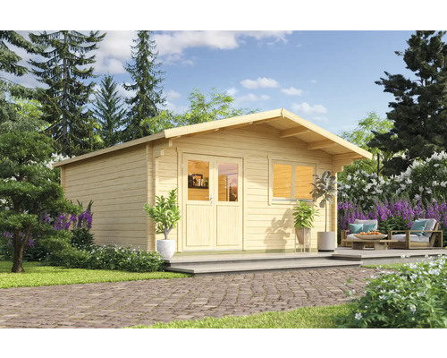 Gartenhaus Outdoor Life Spiekeroog 3 inkl. Vordach, Fußboden 480 x 480 cm natur