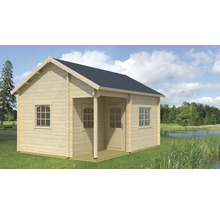 Gartenhaus aus Holz mit überdachter Veranda und Fenstern