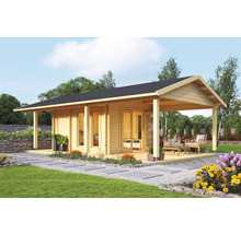 Gartenhaus Outdoor Life White Nile inkl. Terrasse, Fußboden 466 x 790 cm natur