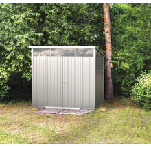 Metall Gartenhaus mit Doppeltür und Oberlicht im Garten