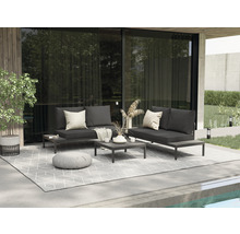 Gartenmöbelset GARDEN PLACE Stella 4-Sitzer 4 tlg. schwarz grau aus robustem Aluminium, stapelbar, inkl. Auflagen