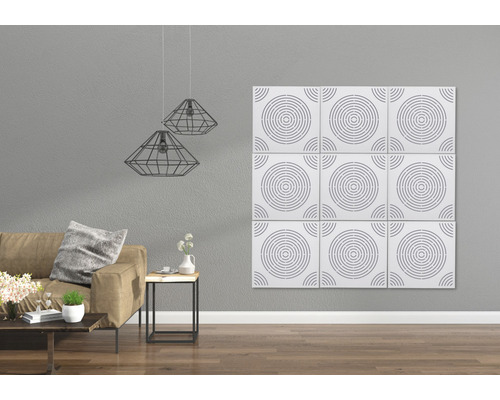 Wohnzimmer mit dekorativen Wandpaneelen und Wohnzimmermöbeln