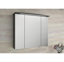 Badmöbel-Set Pelipal Serie 4010 BxHxT 114 x 200 x 45 cm Frontfarbe graphit struktur quer Badmöbelset 5-teilig und mehr mit Waschtisch Keramik weiß und Keramik-Waschtisch Waschtischunterschrank Spiegelschrank mit LED-Beleuchtung Unterschrank