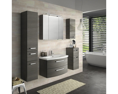 Modernes Badezimmer-Set mit Waschbeckenunterschrank, Spiegelschrank und Hochschränken