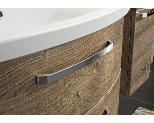 Waschtischunterschrank mit Holzdekor und Griff