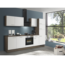 PICCANTE Küchenzeile mit Geräten PESCE 280 cm Frontfarbe weiß matt Korpusfarbe oregon-eiche montiert Variante rechts-thumb-10