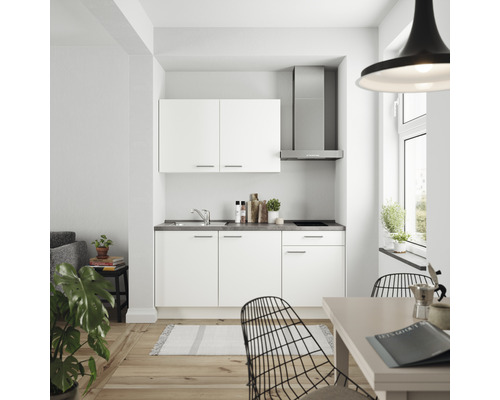 Nobilia elements Küchenzeile Urban 180 cm Frontfarbe weiß matt Korpusfarbe weiß inkl. Einbaugeräte LAURUS Variante rechts