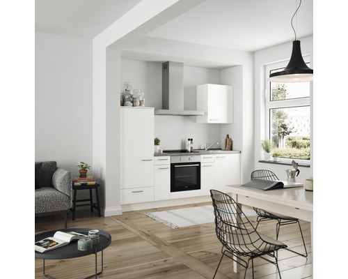 nobilia elements Küchenzeile mit Geräten Urban 240 cm weiß matt montiert Variante links