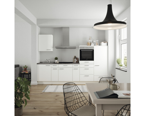 nobilia elements Küchenzeile Urban 300 cm weiß matt vormontiert Variante rechts