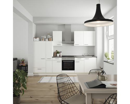 nobilia elements Küchenzeile mit Geräten Urban 300 cm weiß matt montiert Variante links