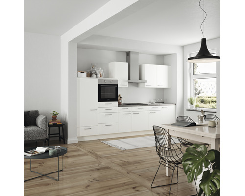 Nobilia elements Küchenzeile Urban kaufen 330 cm weiß weiß matt bei Korpusfarbe Frontfarbe HORNBACH