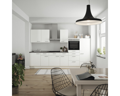 nobilia elements Küchenzeile mit Geräten Urban 330 cm weiß matt vormontiert Variante rechts
