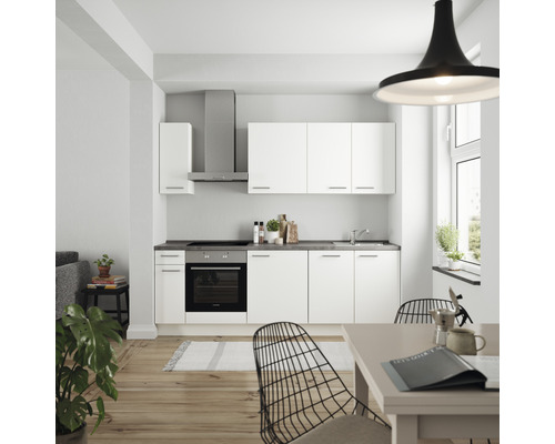 nobilia elements Küchenzeile mit Geräten Urban 240 cm weiß matt montiert Variante links