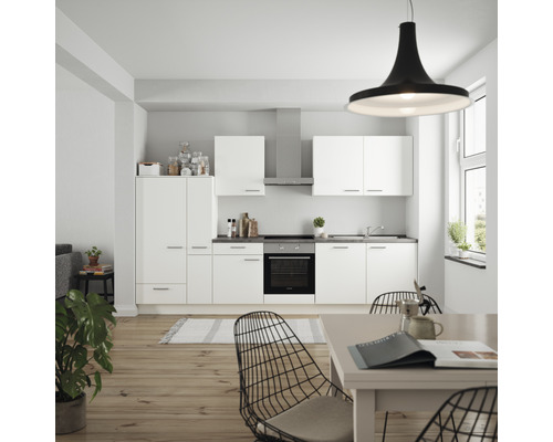 nobilia elements Küchenzeile mit Geräten Urban 330 cm weiß matt montiert Variante links