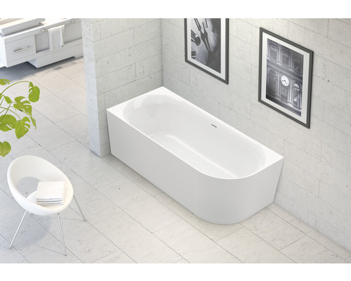 Vorwandbadewanne Raumsparbadewanne OTTOFOND Afinar Corner 80 x 180 cm weiß Glänzend Glatt 703944