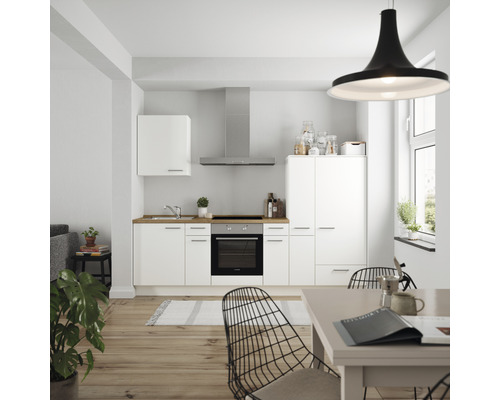 Nobilia elements Küchenzeile Urban 270 cm Frontfarbe weiß matt Korpusfarbe weiß inkl. Einbaugeräte LAURUS Variante rechts