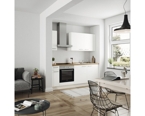 nobilia elements Küchenzeile mit Geräten Urban 210 cm weiß matt montiert Variante links