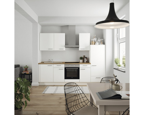 Nobilia elements Küchenzeile Urban 270 cm Frontfarbe weiß matt Korpusfarbe weiß inkl. Einbaugeräte LAURUS Variante rechts