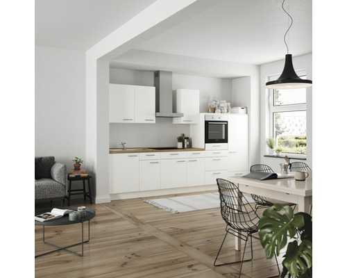 nobilia elements Küchenzeile Urban 330 cm weiß matt vormontiert Variante rechts
