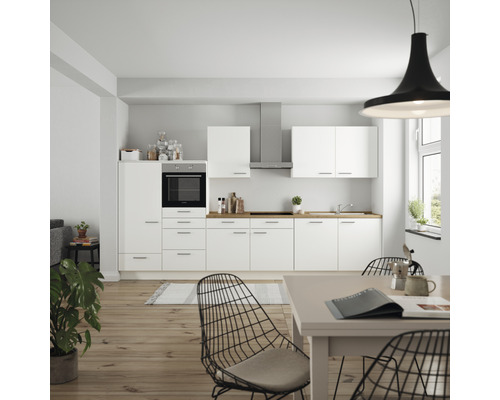 nobilia elements Küchenzeile mit Geräten Urban 360 cm weiß matt montiert Variante links