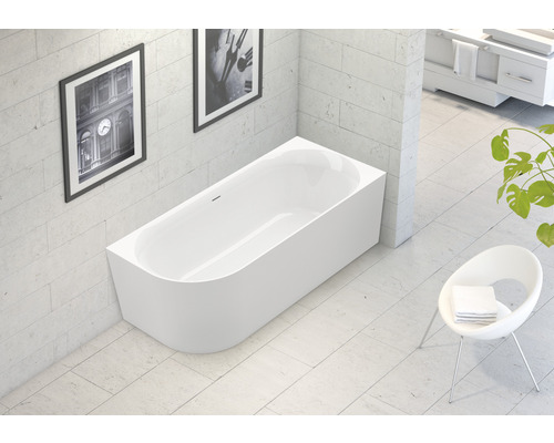 Vorwandbadewanne Raumsparbadewanne OTTOFOND Afinar Corner 80 x 180 cm weiß Glänzend Glatt 703945