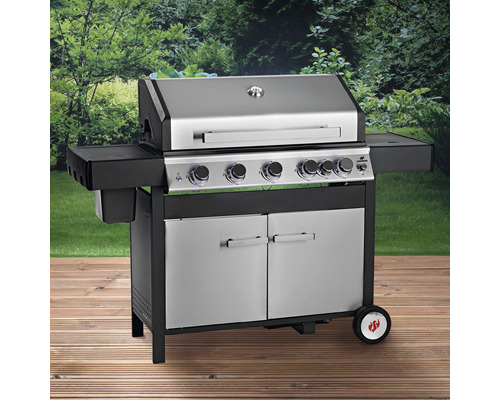 Gasgrill mit fünf Brennern, Ablageflächen und Schrank