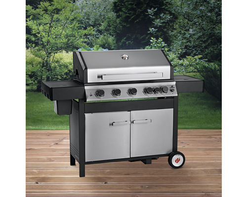 Gasgrill mit vier Brennern, Ablageflächen und Unterschrank