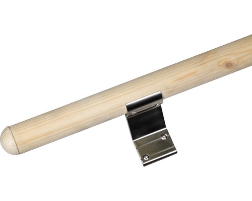 Holzhandlauf mit Halterung aus Metall