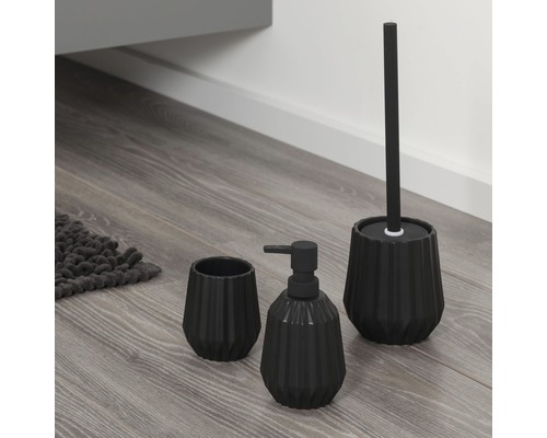 Badezimmer Set mit Seifenspender, Zahnputzbecher und Toilettenbürstengarnitur