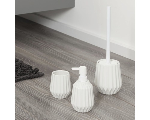 Badezimmer-Set mit Seifenspender, Becher und Toilettenbürste