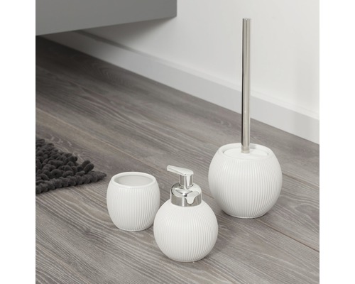 Badezimmer-Set mit Seifenspender, Becher und Toilettenbürste