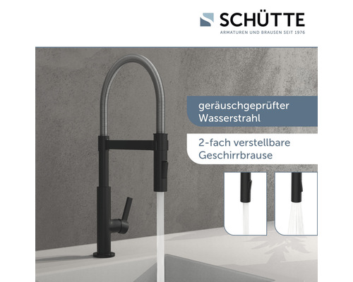 Schütte Küchenarmatur mit Geschirrbrause und geräuschgeprüftem Wasserstrahl
