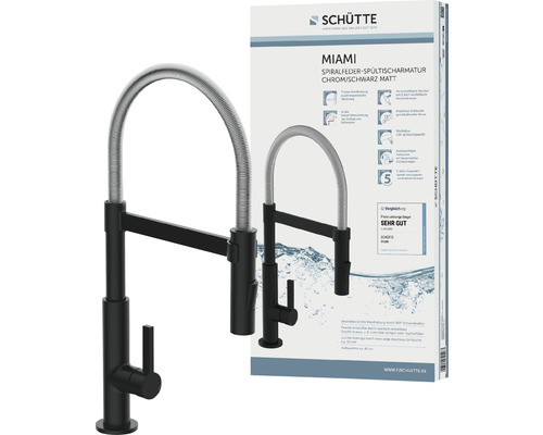 Schütte Miami Spiralfeder-Spültischarmatur Chrom/Schwarz matt
