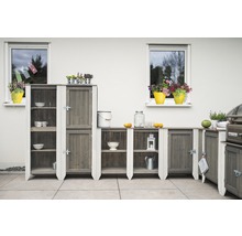 Gartenschrank/Outdoorküche Konsta Typ 561 Hochschrank 60 x 40 x 160 cm hellgrau-creme