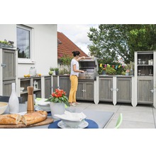 Gartenschrank/Outdoorküche Konsta Typ 561 Hochschrank 60 x 40 x 160 cm hellgrau-creme