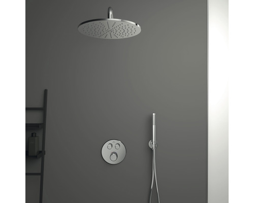 Dusche mit Kopfbrause, Handbrause und Thermostat