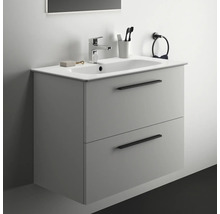 Waschtischunterschrank mit zwei Schubladen, Armatur und Accessoires im Badezimmer