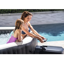 Aufblasbarer Whirlpool Intex Pure Spa Octagon Bubble Jet 128462 für bis zu 6 Personen mit integriertem Kalkschutz- und Salzwassersystem, 6 Hochleistungs-Jetdüsen, Thermo-Bodenschutzplane, Thermoabdeckung, 2 aufblasbare Kopfkissen schwarz
