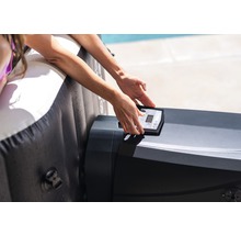 Aufblasbarer Whirlpool Intex Pure Spa Octagon Bubble Jet 128462 für bis zu 6 Personen mit integriertem Kalkschutz- und Salzwassersystem, 6 Hochleistungs-Jetdüsen, Thermo-Bodenschutzplane, Thermoabdeckung, 2 aufblasbare Kopfkissen schwarz