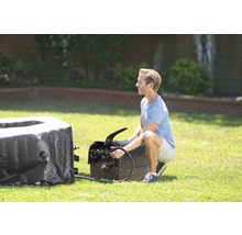 Aufblasbarer Whirlpool Intex Pure Spa Octagon Bubble Jet 128462 für bis zu 6 Personen mit integriertem Kalkschutz- und Salzwassersystem, 6 Hochleistungs-Jetdüsen, Thermo-Bodenschutzplane, Thermoabdeckung, 2 aufblasbare Kopfkissen schwarz