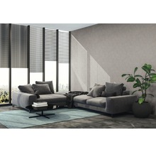 Wohnzimmer mit Sofa, Couchtisch und Zimmerpflanze