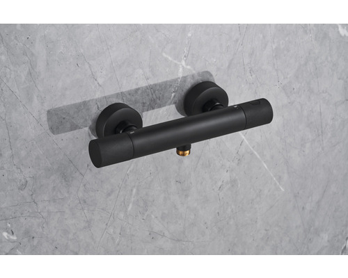 Schwarzer Duschthermostat zur Wandmontage