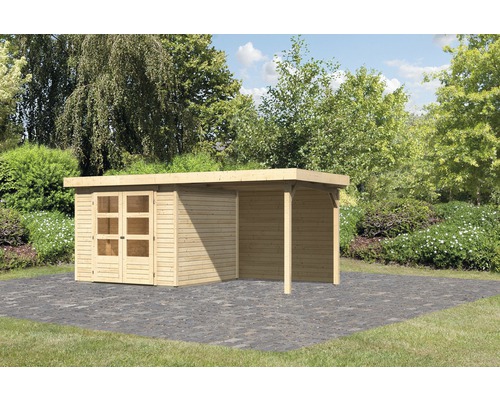 Gartenhaus Karibu Kodiak 3,5 inkl. Schleppdach 2,4 m und Rückwand 491 x 262 cm natur Gartenhaus Karibu Kodiak 3,5 inkl. Schleppdach 2,4 m und Rückwand 491 x 262 cm natur