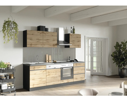 Held Möbel Küchenzeile mit Geräten PISA 240 cm wildeiche matt zerlegt Variante reversibel