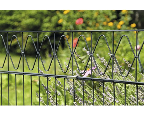 Detailansicht eines Metallzauns im Garten