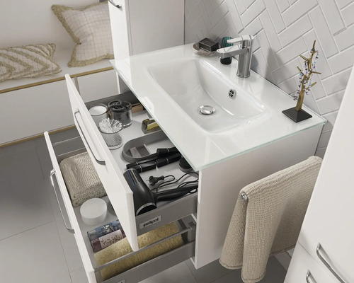 Badezimmer Waschbeckenunterschrank mit offenem Schubladensystem für Badutensilien