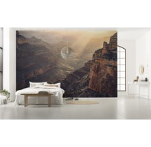 Schlafzimmer mit Fototapete einer Canyonlandschaft